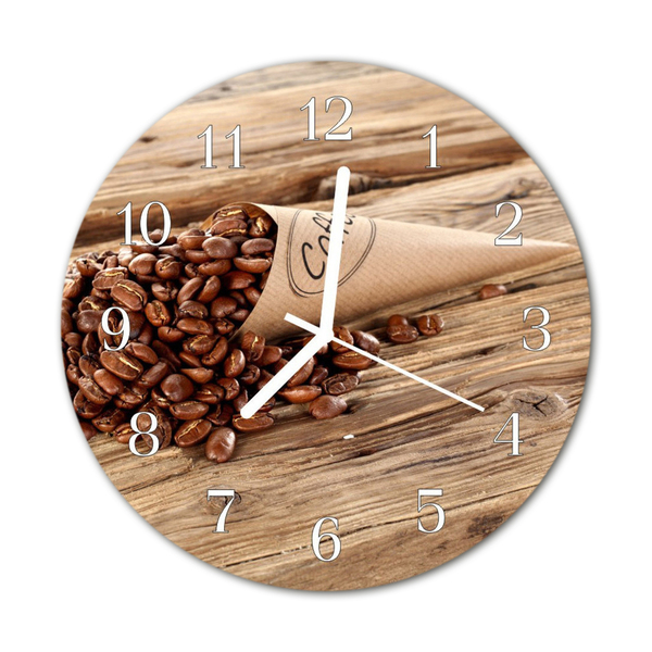 Glasuhr Wanduhr Kaffeebohnen