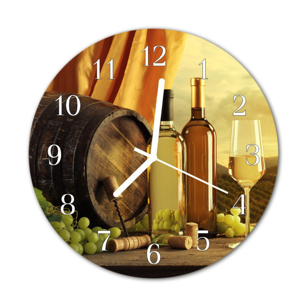 Glasuhr Wanduhr Wein Fass