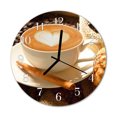 Glasuhr Wanduhr Kaffee Herz