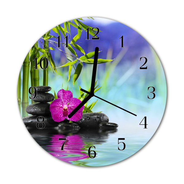 Glasuhr Wanduhr Orchidee Spa