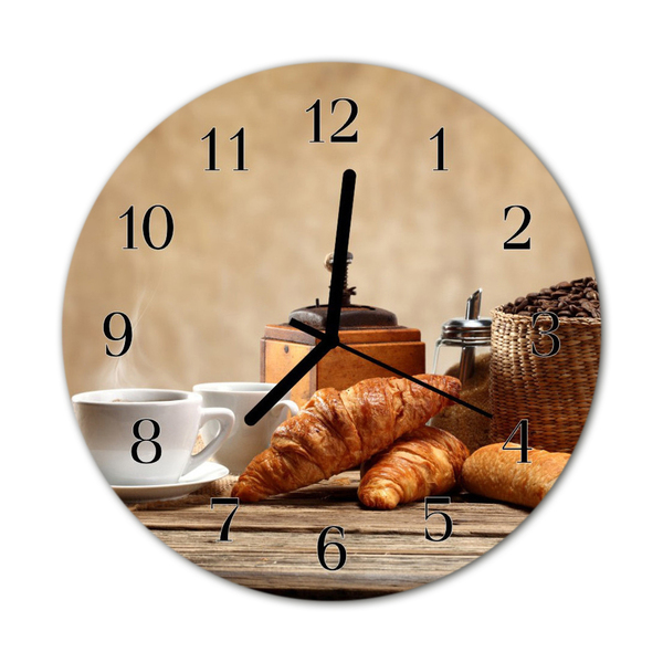 Glasuhr Wanduhr Croissants