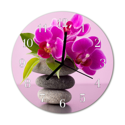 Glasuhr Wanduhr Orchidee