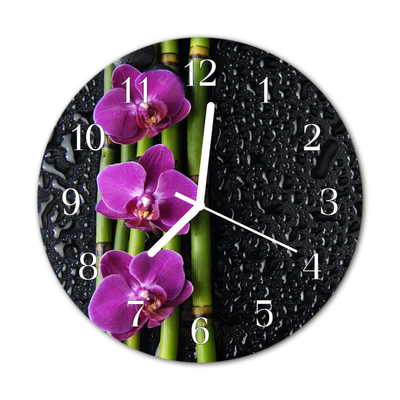 Glasuhr Wanduhr Orchidee