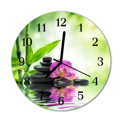 Glasuhr Wanduhr Orchidee Spa