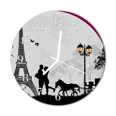 Glasuhr Wanduhr Paris Liebe