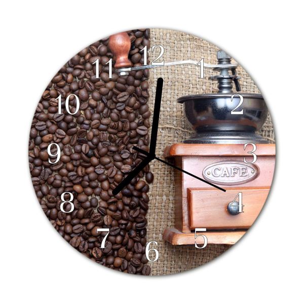 Glasuhr Wanduhr Kaffeemühle