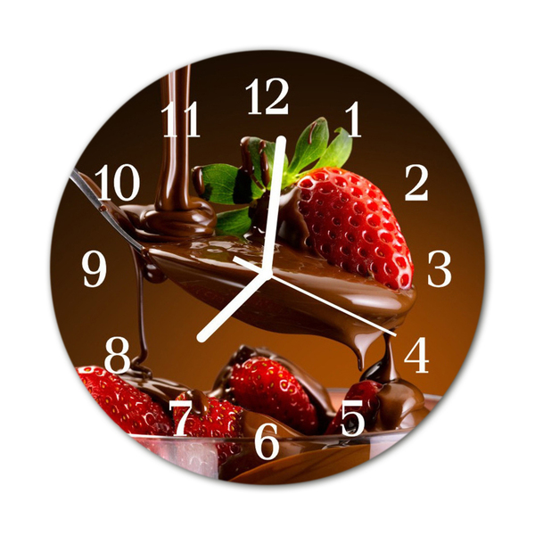 Glasuhr Wanduhr Schokolade Erdbeeren