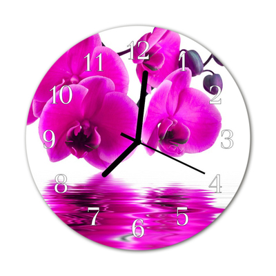 Glasuhr Wanduhr Orchidee