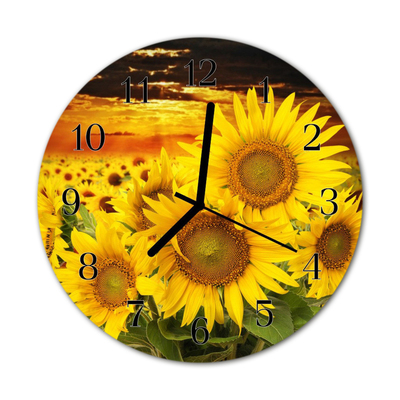 Glasuhr Wanduhr Sonnenblumen