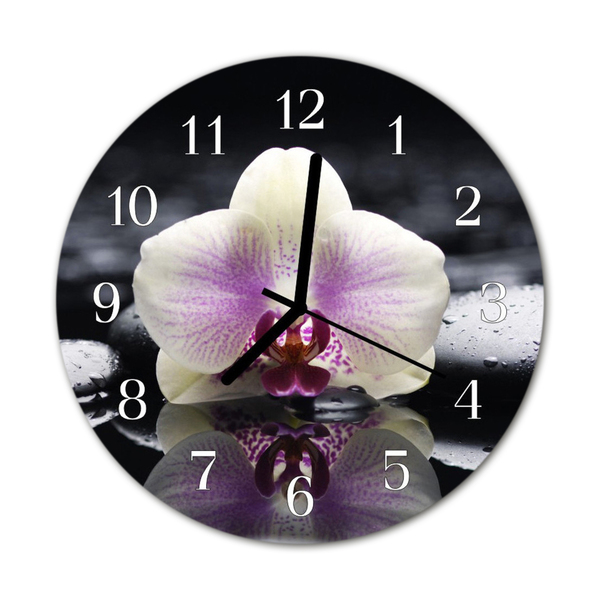 Glasuhr Wanduhr Orchidee