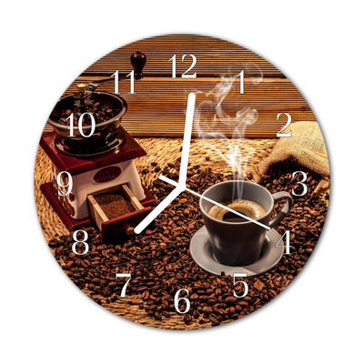 Glasuhr Wanduhr Kaffeebohnen