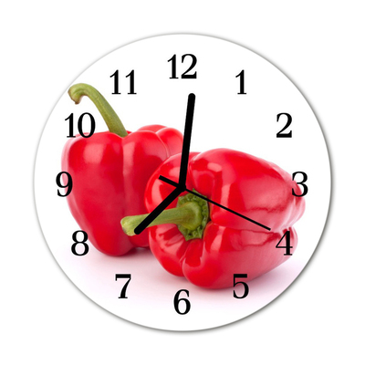 Glasuhr Wanduhr Paprika