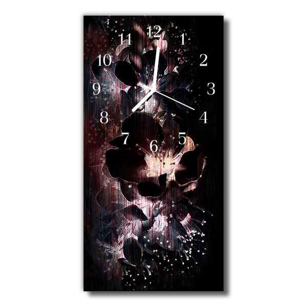 Glasuhr Wanduhr Blumen