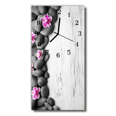 Glasuhr Küchenuhr Orchidee Steine