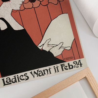 Wandposter Frau liest Zeitung im Jugendstil von Ethel Reed