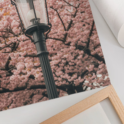 Kunstdruck leinwand Rosa Bäume, schwarze Laternen, nostalgische Atmosphäre