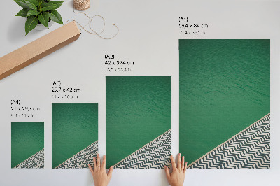 Poster Grün mit geometrischem schwarz-weißem Muster