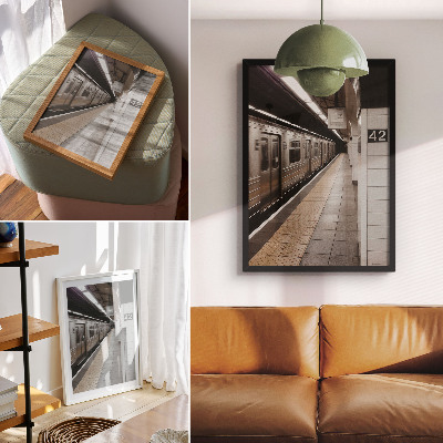 Poster Moderner U-Bahnsteig, dynamischer architektonischer Raum