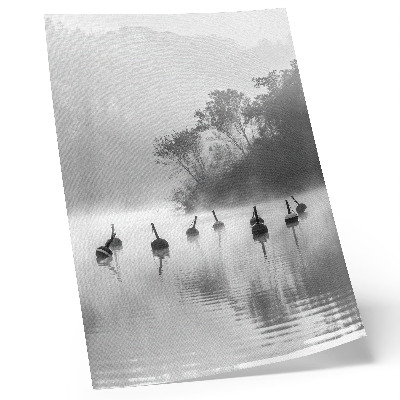 Kunstdruck leinwand Schwarz-weiße Landschaft mit Bojen und Nebel