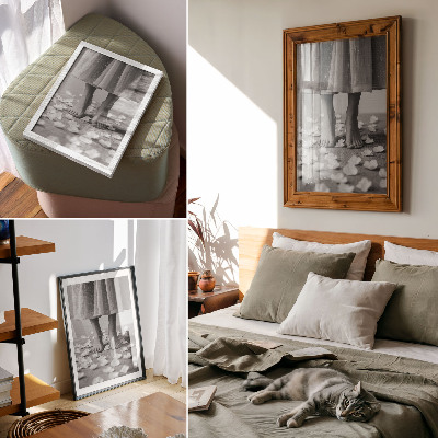 Kunstdruck leinwand Eleganz, Frieden, schwarze und weiße Blütenblätter