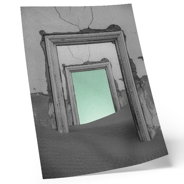Wandposter Grüne Wüste, verlassene Gebäude, Surrealismus