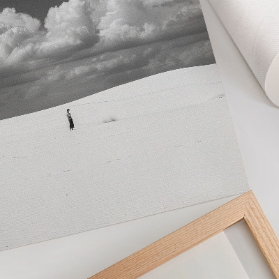 Wandposter Schwarz-Weiß-Komposition mit Wolken und Wüste