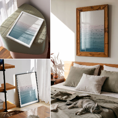 Kunstdruck leinwand Wellen auf blau-rosa Hintergrund – ein ruhiges Design