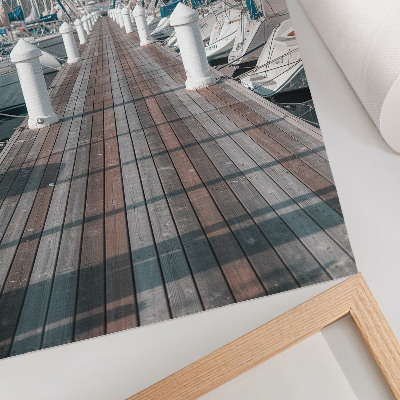 Poster Marina, Yachten, Steg, blauer Himmel, Symmetrie
