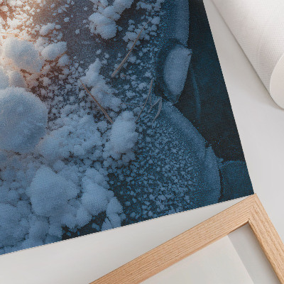 Kunstdruck leinwand Eiskristalle in Weiß- und Blautönen für ein winterliches Gefühl