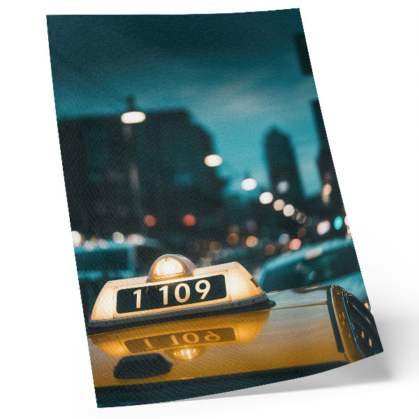 Poster Nachtstadt, Taxi, verschwommene Lichter, dynamisch