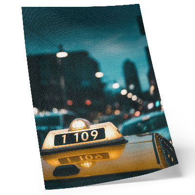 Poster Nachtstadt, Taxi, verschwommene Lichter, dynamisch