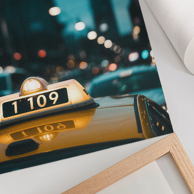 Poster Nachtstadt, Taxi, verschwommene Lichter, dynamisch