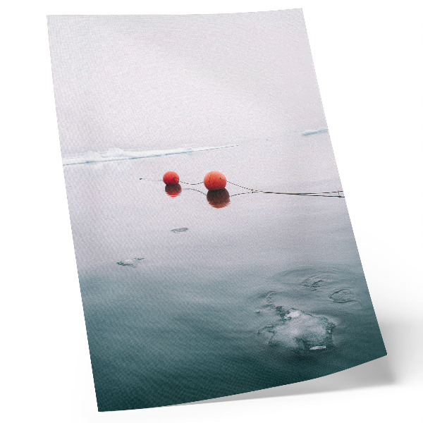 Kunstdruck leinwand Eisbojen aus Wasser vor orangefarbenem, kaltem Hintergrund