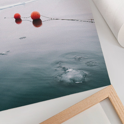 Kunstdruck leinwand Eisbojen aus Wasser vor orangefarbenem, kaltem Hintergrund