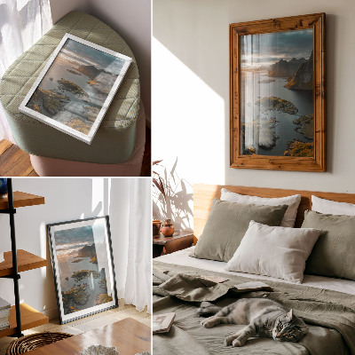 Kunstdruck leinwand Sonnenuntergangsberge Küstendorf