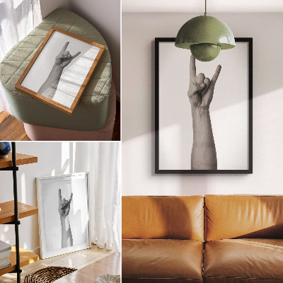 Wandposter Minimalistische Handgeste in Schwarz und Weiß
