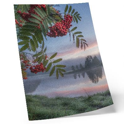 Poster See am Morgen, Eberesche, zarter Nebel, Natur