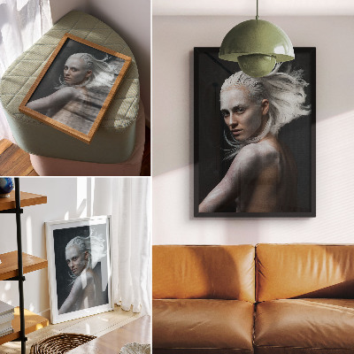 Poster Dunkler Hintergrund, Fokus auf zartes weißes Haar