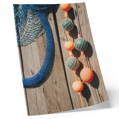 Kunstdruck leinwand Bunte Bojen, Holzwand, maritime Akzente