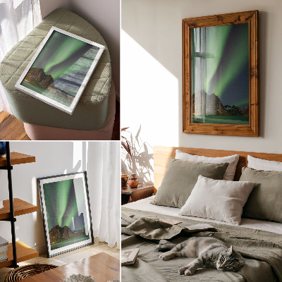 Wandposter Zauberhafter Himmel, grünes Licht, beeindruckende Berge