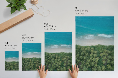 Poster Strand, türkisfarbene Wellen, Palmen, Harmonie, Frieden