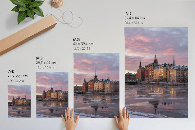 Poster Stadtpanorama Sonnenuntergang Eisfragmente