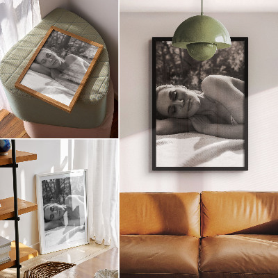 Wandposter Elegantes Porträt einer Frau in Schwarzweiß