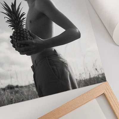 Kunstdruck leinwand Monochrome Figur Hut Ananasfeld