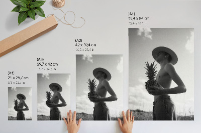 Kunstdruck leinwand Monochrome Figur Hut Ananasfeld