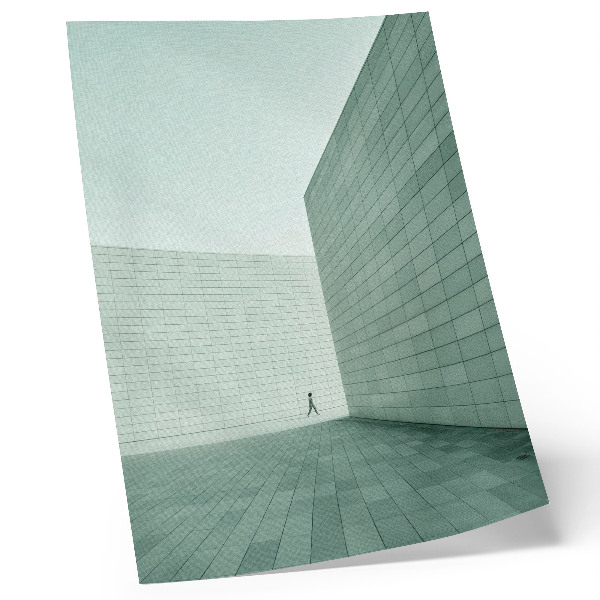 Wandposter Graue geometrische Wände, minimalistische Figur