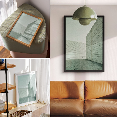 Wandposter Graue geometrische Wände, minimalistische Figur
