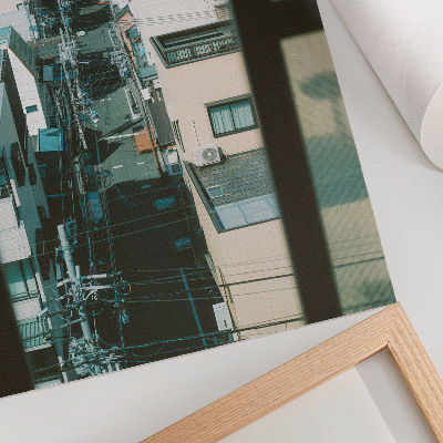 Wandposter Moderne Stadtlandschaft mit Bergen