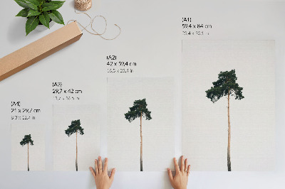 Poster Ein einsamer Baum vor hellem Hintergrund mit minimalistischem Design