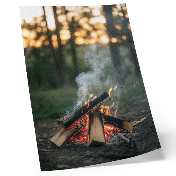 Poster Ein Lagerfeuer vor der Kulisse von Wald und Rauch